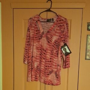 Stylish Pink Patterned Tunic Top